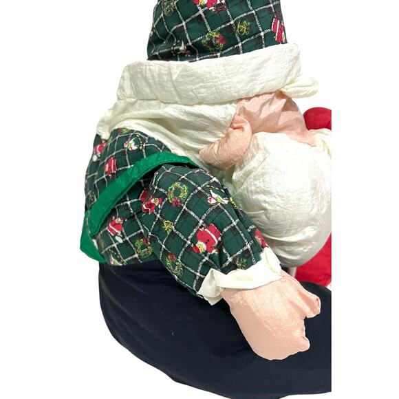 Santa Claus Vintage Plush Nylon Parachute Gnome Red Green White Western Home 17” - Picture 5 of 7